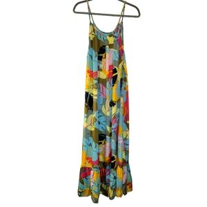 True Destinations, NWT, Maxi Dress, Leaf Pattern, Colorful, Women's sz S, L-49 I